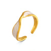 Women's Stainless Steel Open Cross Ring With Oil Drip Finish Geometric Line Design And Electroplated Fashion Style