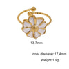 Women's Stainless Steel Open Flower Ring With Vintage Oil Drip Finish And Electroplated Simple Floral Design