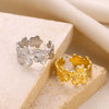 Women's Stainless Steel Open Flower Shell Butterfly Ring Electroplated