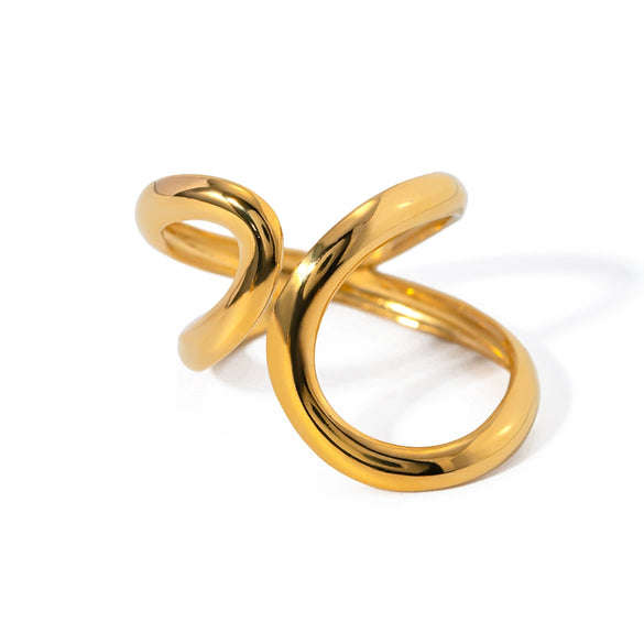 Women's Stainless Steel Open Ring With Bow Pattern And Electroplating Treatment