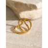 Women's Stainless Steel Open Ring With Bow Pattern And Electroplating Treatment
