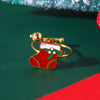 Women's Stainless Steel Open Ring With Electroplated Snowman Elk And Christmas Tree Holiday Motifs