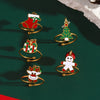 Women's Stainless Steel Open Ring With Electroplated Snowman Elk And Christmas Tree Holiday Motifs