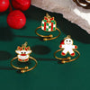 Women's Stainless Steel Open Ring With Electroplated Snowman Elk And Christmas Tree Holiday Motifs