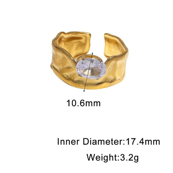 Women's Stainless Steel Open Ring With Geometric Design Gold Tone Electroplated Simple High End Style