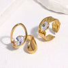 Women's Stainless Steel Open Ring With Geometric Design Gold Tone Electroplated Simple High End Style
