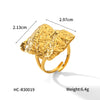 Women's Stainless Steel Open Ring With Geometric Hammer Pattern And Electroplating Treatment