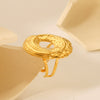 Women's Stainless Steel Open Ring With Geometric Hammer Pattern And Electroplating Treatment