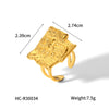 Women's Stainless Steel Open Ring With Geometric Hammer Pattern And Electroplating Treatment