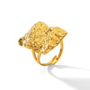 Women's Stainless Steel Open Ring With Geometric Hammer Pattern And Electroplating Treatment