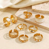 Women's Stainless Steel Open Ring With Geometric Line Design And Oil Drip Electroplated Finish Non Fading Fashion Jewelry