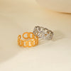 Women's Stainless Steel Open Ring With Geometric Pattern And Electroplating Retro And Hollow Design