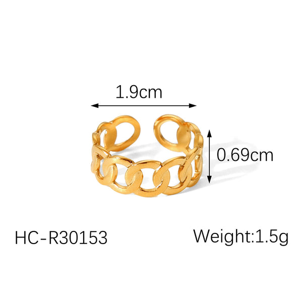 Women's Stainless Steel Open Ring With Geometric Pattern And Electroplating Retro And Hollow Design