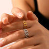 Women's Stainless Steel Open Ring With Geometric Pattern And Electroplating Retro And Hollow Design