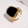 Women's Stainless Steel Open Ring With Geometric Retro Design Oil Drip Gold Electroplated Finish And Fade Resistant High End Style