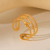 Women's Stainless Steel Open Ring With Geometric Star And Moon Design Electroplated Gold Fashion Ring