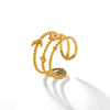 Women's Stainless Steel Open Ring With Geometric Star And Moon Design Electroplated Gold Fashion Ring