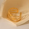 Women's Stainless Steel Open Ring With Geometric Star And Moon Design Electroplated Gold Fashion Ring
