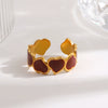 Women’s Stainless Steel Open Ring With Heart Shape Oil Drip Design And Electroplated Non Fading Geometric Style