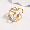 Women's Stainless Steel Open Ring With Hollow Flower Design Sweet Minimalist Style Electroplated Non Fading Accessory