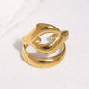 Women's Stainless Steel Open Ring With Irregular Hollow Geometric Shape Minimalist Asymmetrical Electroplated Design