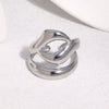 Women's Stainless Steel Open Ring With Irregular Hollow Geometric Shape Minimalist Asymmetrical Electroplated Design