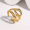 Women's Stainless Steel Open Ring With Irregular Hollow Geometric Shape Minimalist Asymmetrical Electroplated Design