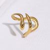 Women's Stainless Steel Open Ring With Irregular Line Design Simple Electroplated Gold Tone Fashion Jewelry
