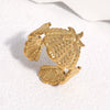 Women's Stainless Steel Open Ring With Shell And Starfish Design Gold Electroplated Natural Minimalist Ocean Style Jewelry
