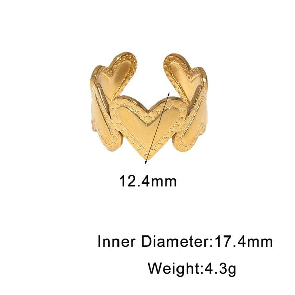 Women's Stainless Steel Open Ring With Snake Pattern Heart Shape Simple Versatile Electroplated Non Fading Jewelry