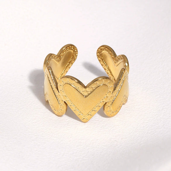 Women's Stainless Steel Open Ring With Snake Pattern Heart Shape Simple Versatile Electroplated Non Fading Jewelry