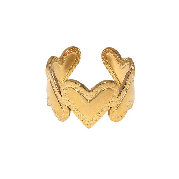 Women's Stainless Steel Open Ring With Snake Pattern Heart Shape Simple Versatile Electroplated Non Fading Jewelry