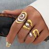 Women's Stainless Steel Open Rings With Geometric Shape And Vacuum Furnace Electroplating In Ins Style