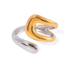 Women's Stainless Steel Open Rings With Geometric Shape And Vacuum Furnace Electroplating In Ins Style