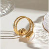 Women's Stainless Steel Opening Ring With Animal Zodiac Pattern And Electroplating Design