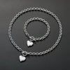 Women's Stainless Steel Oshaped Chain Heartshaped Accessories Necklace Bracelet Set With Polishing