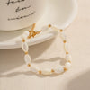 Women's Stainless Steel Oval Shell Beads Beaded Bracelet With Geometric Design And Electroplating Treatment
