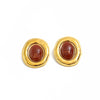 Women’s Stainless Steel Oval Stud Earrings With Geometric Ombre Resin Gemstones And Electroplated Finish Retro Statement Jewelry