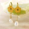 Women's Stainless Steel Pearl Bow Drop Earrings With Geometric Flower Tassel Design Electroplated Delicate Pendant Earrings