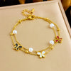 Women's Stainless Steel Pearl Bow Goldplated Butterfly Jewelry Bracelet