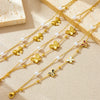 Women's Stainless Steel Pearl Bow Goldplated Butterfly Jewelry Bracelet