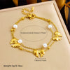 Women's Stainless Steel Pearl Bow Goldplated Butterfly Jewelry Bracelet