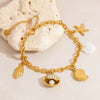 Women's Stainless Steel Pearl Bracelet With Conch Shell Pendant Plated With Gold Fashion Minimalist Jewelry
