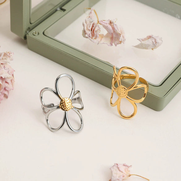 Women's Stainless Steel Pearl Geometric Ring Jewelry With Electroplating And Ins Minimalist Style