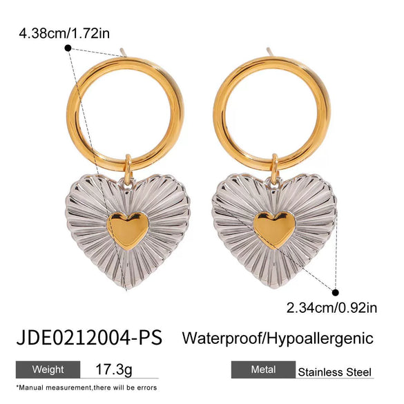 Women's Stainless Steel Pearl Ring And Earrings With Love Water Drops Bell Pattern Electroplating Light Luxury Jewelry