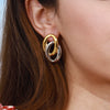 Women's Stainless Steel Pearl Ring And Earrings With Love Water Drops Bell Pattern Electroplating Light Luxury Jewelry