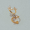 Women's Stainless Steel Pearl Ring With Bow And Butterfly Design Electroplated