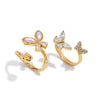 Women's Stainless Steel Pearl Ring With Bow And Butterfly Design Electroplated