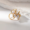 Women's Stainless Steel Pearl Stacking Personality Ring With Electroplating Design