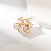 Women's Stainless Steel Pearl Stacking Personality Ring With Electroplating Design